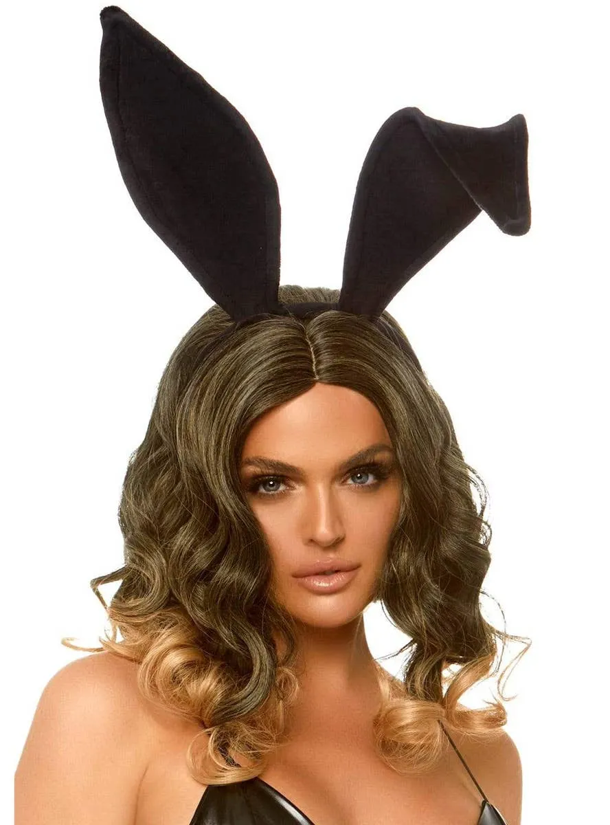 Velvet Black Bendable Bunny Costume Ears