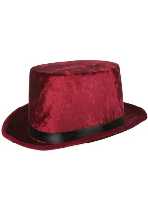 Velvet Burgundy Adults Costume Top Hat