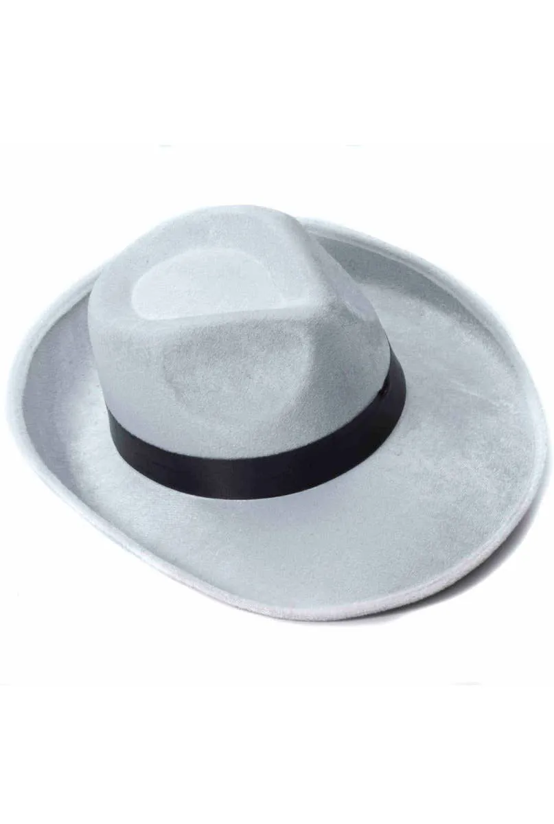 Velvet White 1920s Panama Gangster Costume Hat