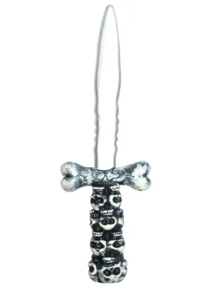 Vengeful Silver Blade Dagger with Skulls Costume Weapon