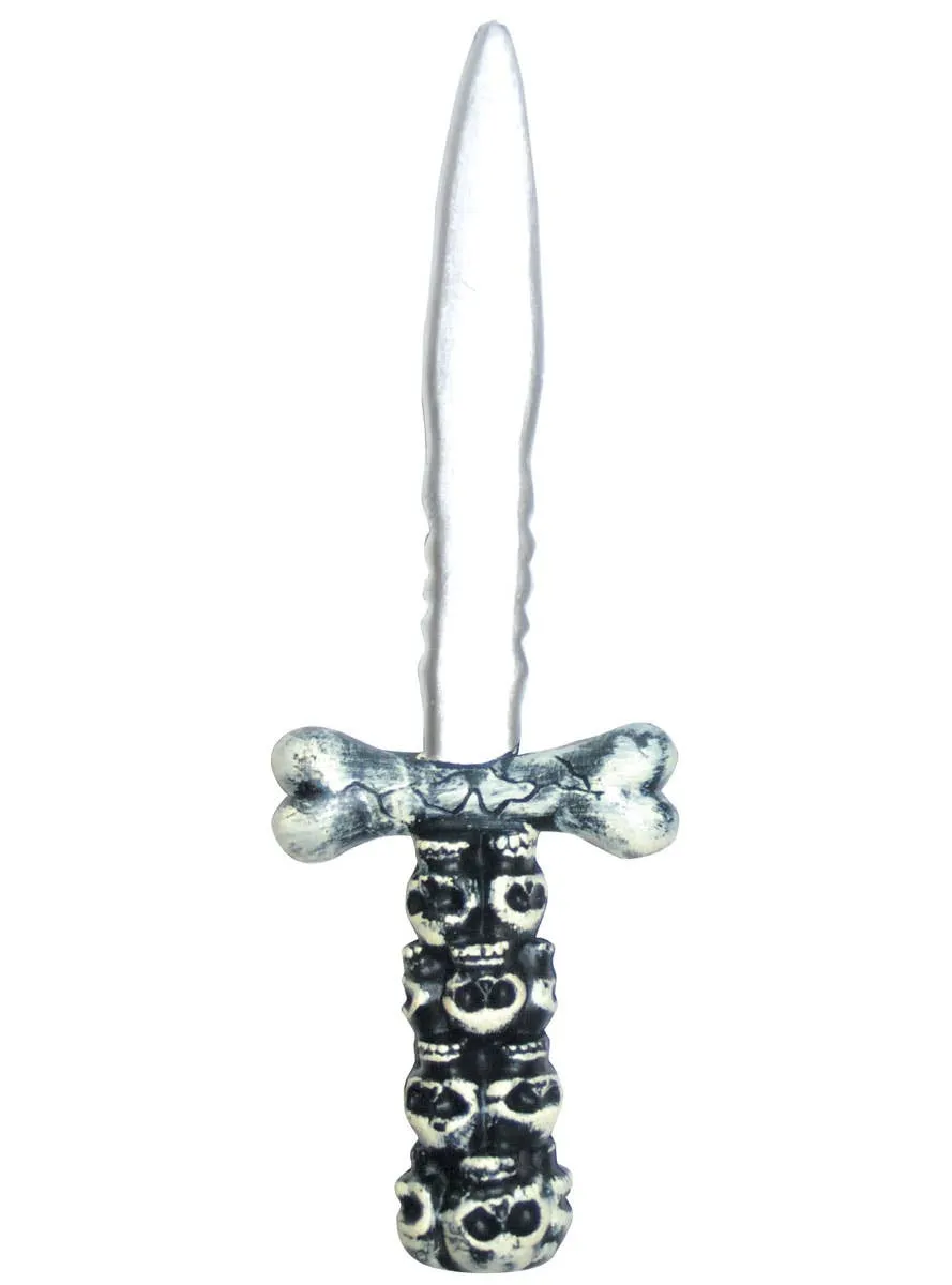 Vengeful Silver Blade Dagger with Skulls Costume Weapon