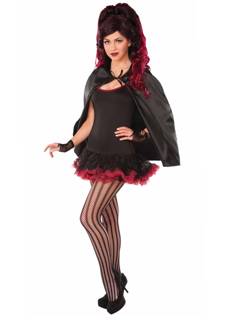 Versatile Black Satin Adults Costume Cape
