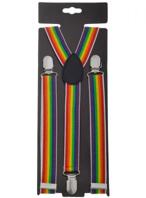 Vertical Rainbow Striped Costume Suspenders