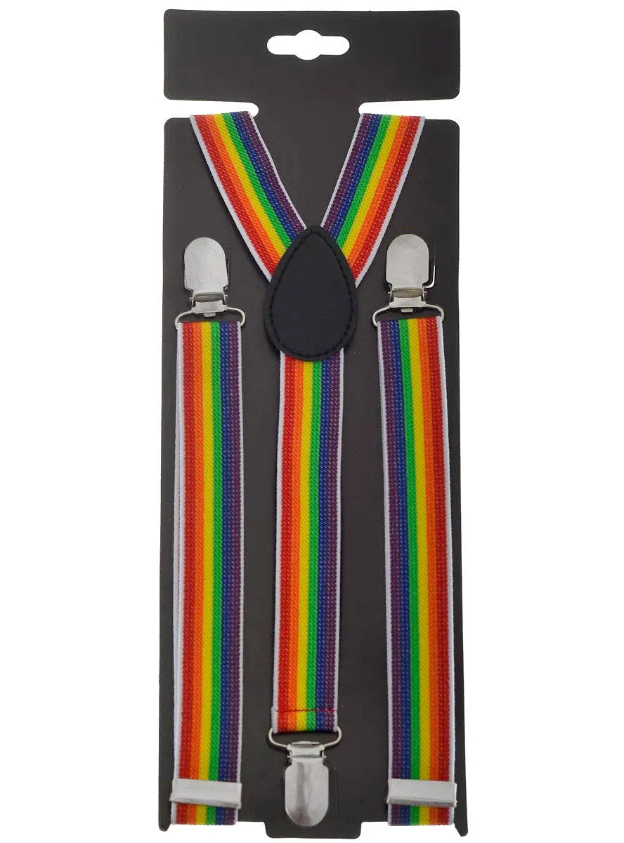 Vertical Rainbow Striped Costume Suspenders