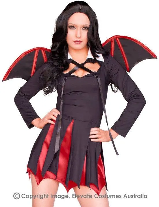 Very Bat Girl Womens Devil Halloween Fancy Dress Costume