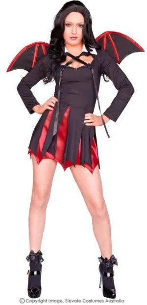 Very Bat Girl Womens Devil Halloween Fancy Dress Costume