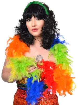 Vibrant Rainbow Feather Boa Mardi Gras Costume Accessory