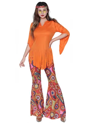 Vibrant Rainbow Womens 70s Hippie Costume