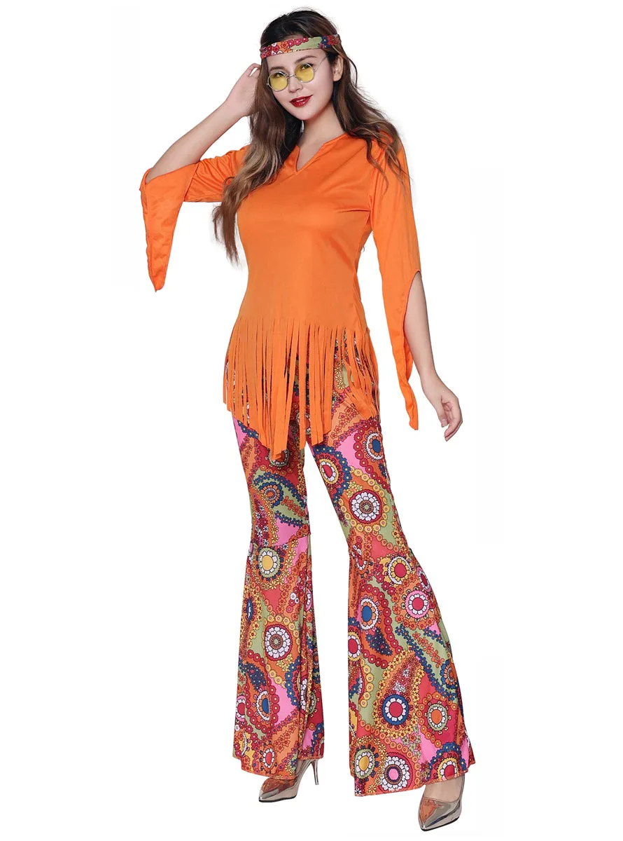 Vibrant Rainbow Womens 70s Hippie Costume