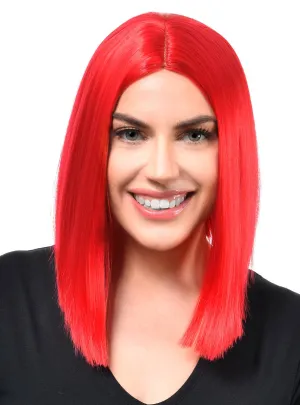 Vibrant Red Womens Deluxe Heat Resistant Bob Costume Wig