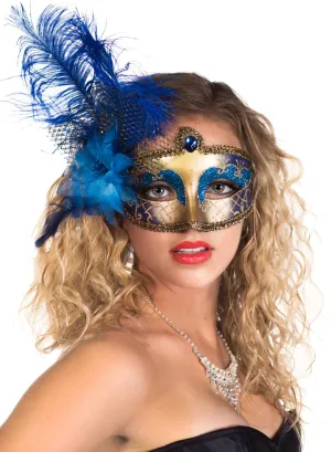 Victorian Blue and Gold Masquerade Mask