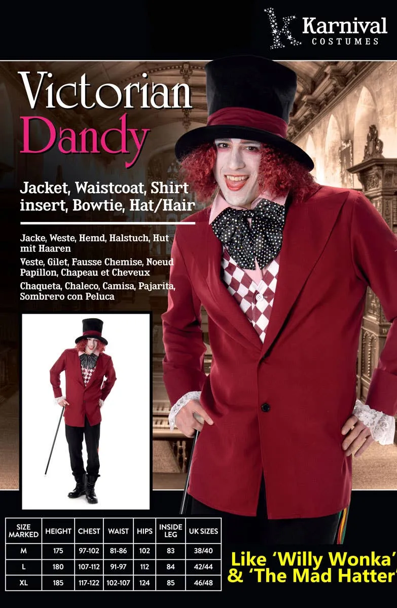 Victorian Dandy Mens Willy Wonka Book Week Costume