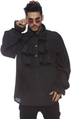 Victorian Gothic Ruffled Black Mens Costume Shirt