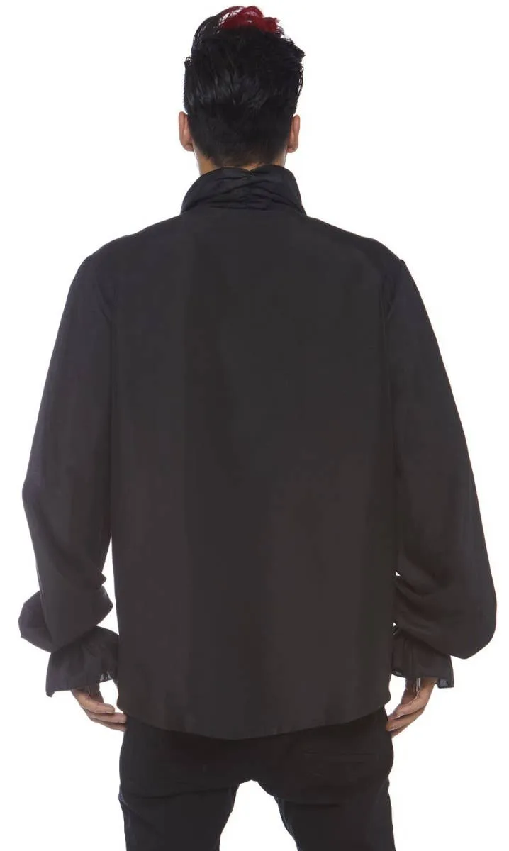 Victorian Gothic Ruffled Black Mens Costume Shirt