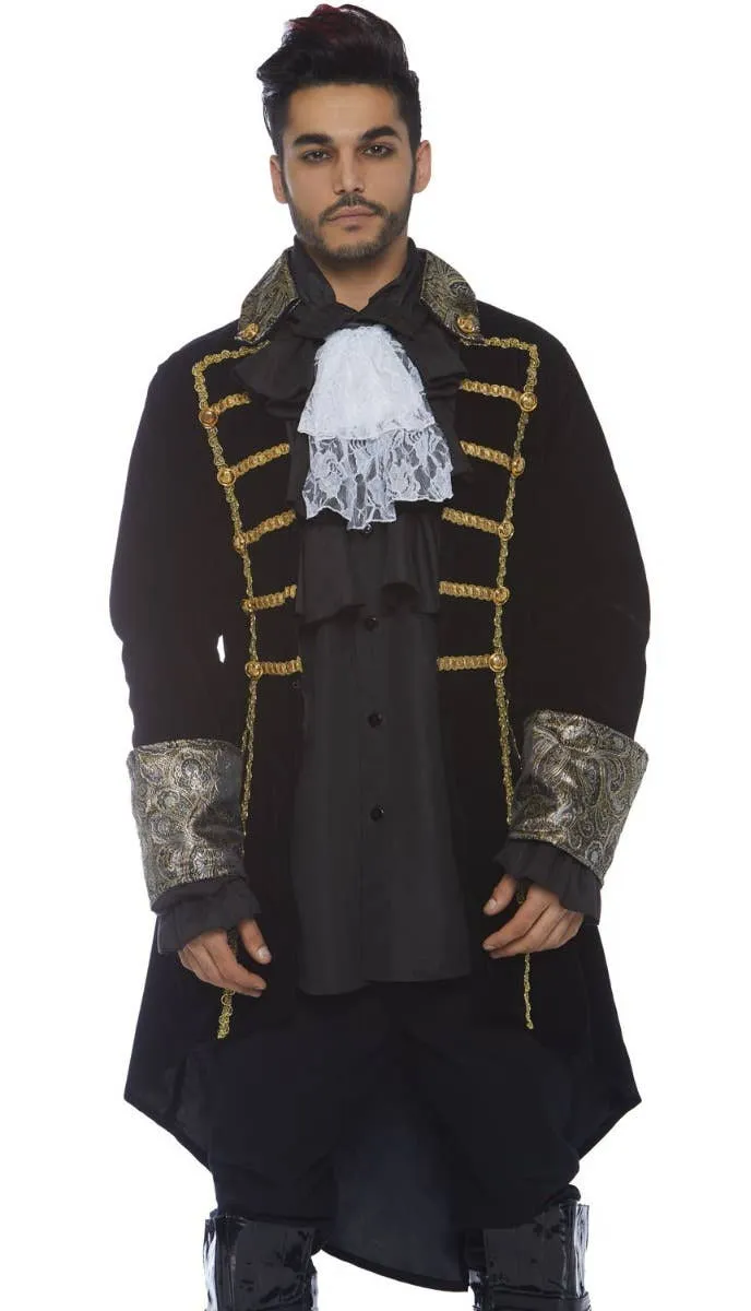 Victorian Gothic Ruffled Black Mens Costume Shirt