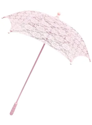 Victorian Pink Lace Parasol Costume Accessory