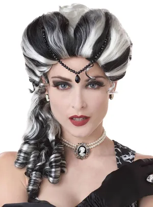 Victorian Side Curls Halloween Wig in Black and White