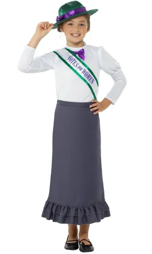 Victorian Suffragette Girls Historical Fancy Dress Costume