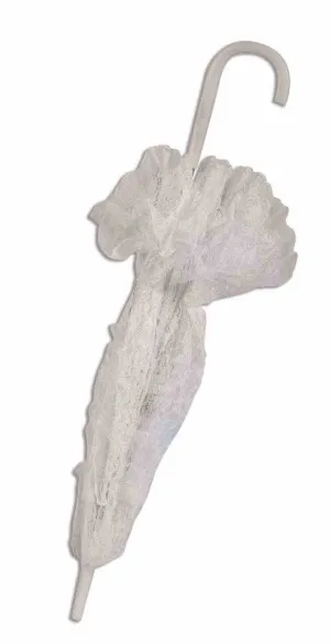 Victorian White Lace Parasol Costume Accessory