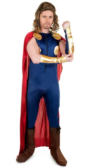Viking Legend Mens Blue Jumpsuit With Red Cape