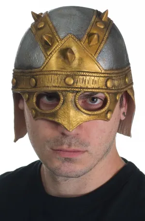 Viking Warrior Silver and Gold Latex Costume Helmet