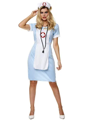 Vintage Blue Womens Nurse Dress Up Costume