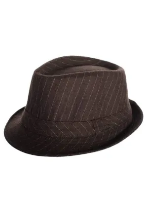 Vintage Brown Woolblend Pinstripe Fedora Hat