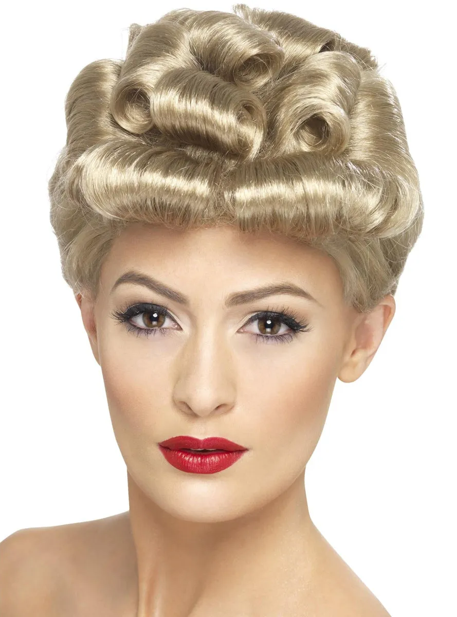 Vintage Chick Womens 40s Blonde Updo Costume Wig