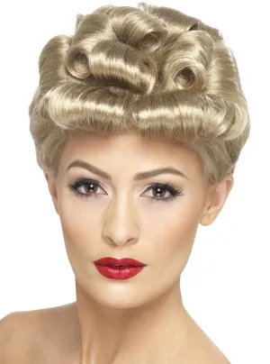 Vintage Chick Womens 40s Blonde Updo Costume Wig