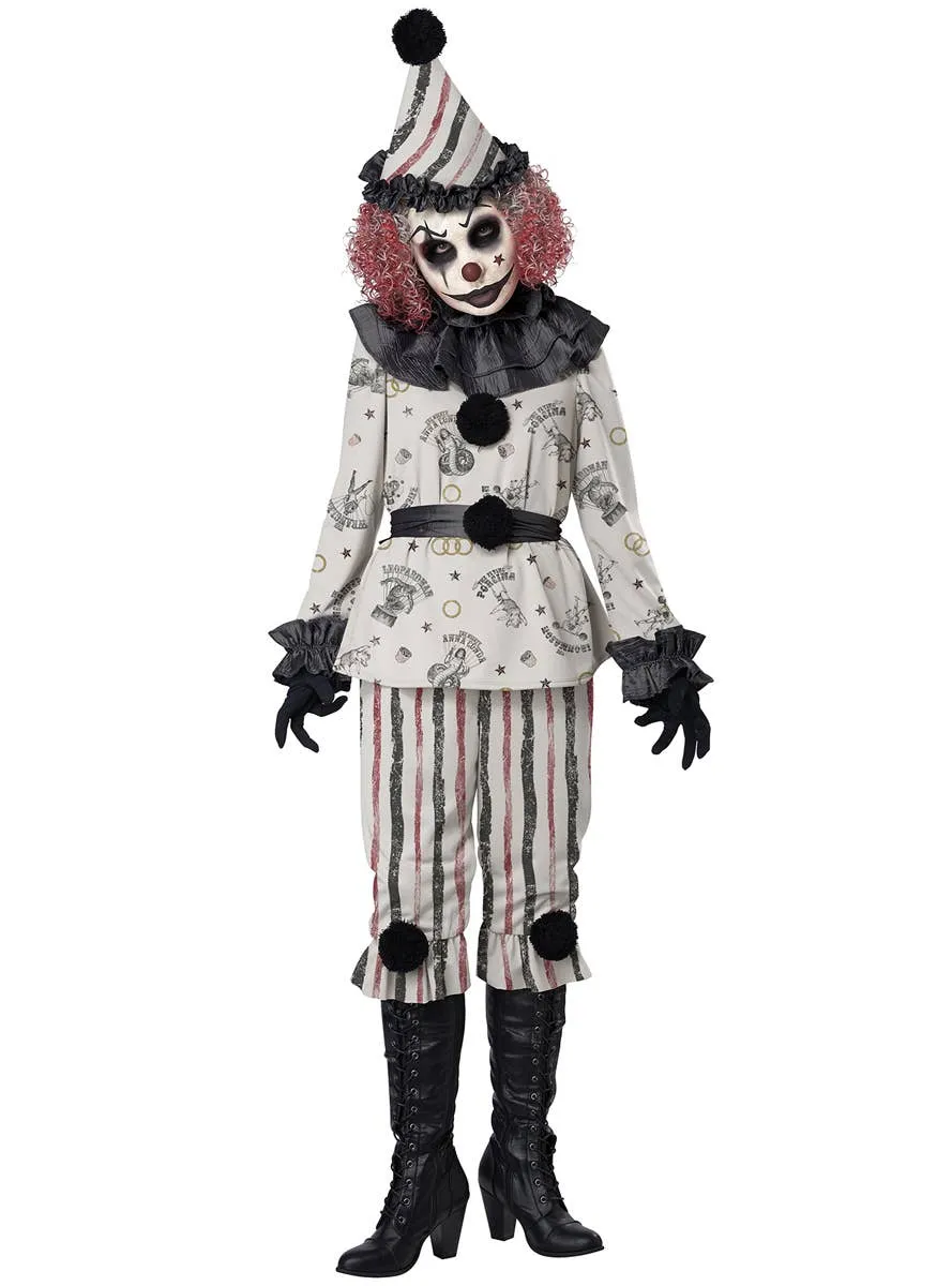 Vintage Creeper Scary Clown Womens Halloween Costume
