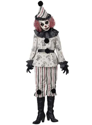 Vintage Creeper Scary Clown Womens Halloween Costume