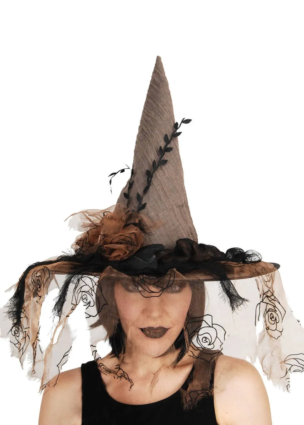 Vintage Deluxe Brown Witch Hat