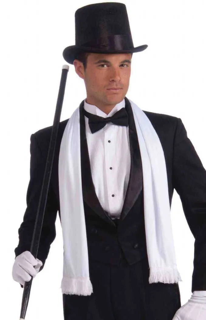 Vintage Hollywood Star White Satin Costume Scarf