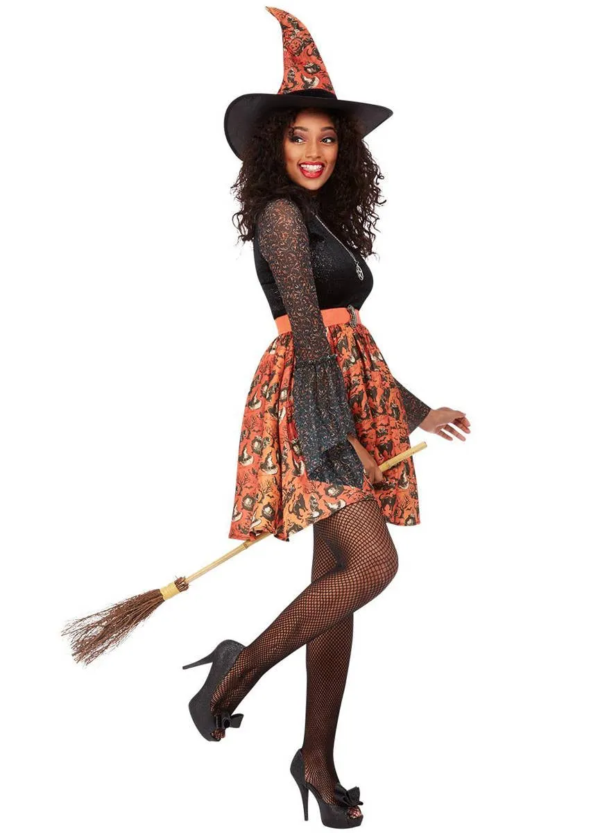Vintage Orange Witch Womens Halloween Costume