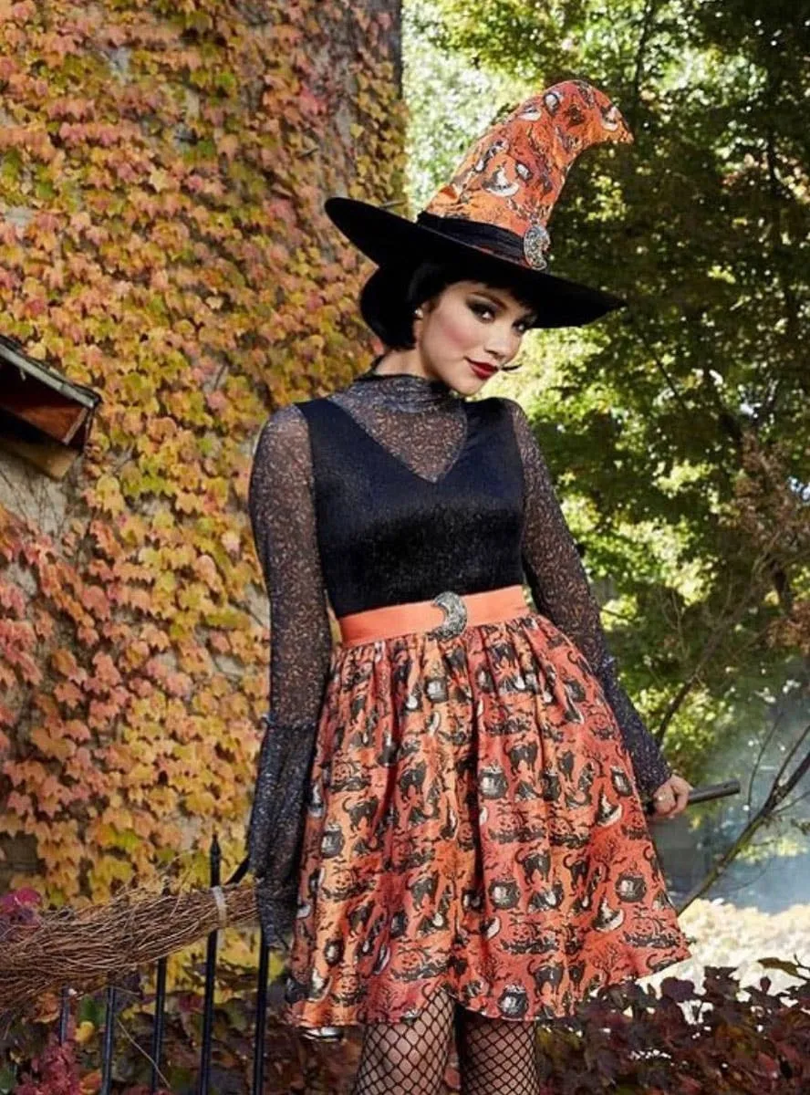 Vintage Orange Witch Womens Halloween Costume