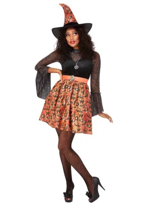 Vintage Orange Witch Womens Halloween Costume