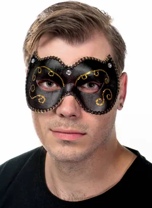 Vinyl Masquerade Mask In Black And Gold