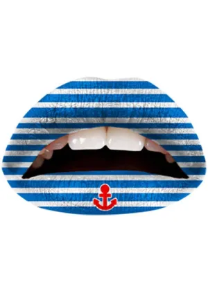 Violent Lips Blue Sailor Stripes Temporary Lip Tattoos