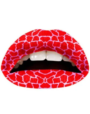 Violent Lips Coral Giraffe Print Temporary Lip Tattoos