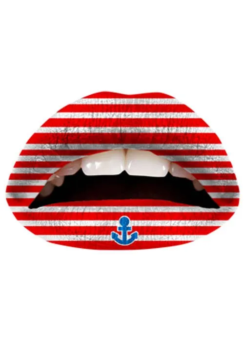 Violent Lips Red Sailor Stripes Temporary Lip Tattoos