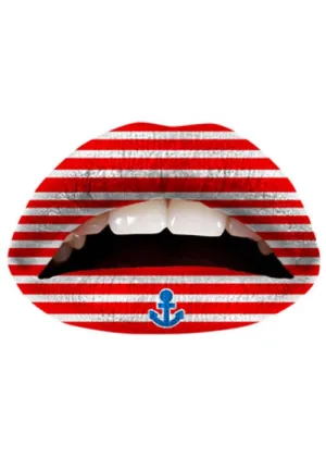 Violent Lips Red Sailor Stripes Temporary Lip Tattoos