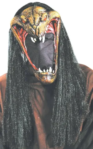 Viper Mens Latex Halloween Snake Mask With Hair