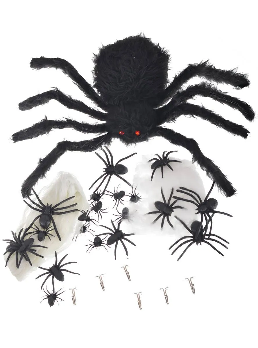 Web and Fake Spiders Halloween Decoration Pack