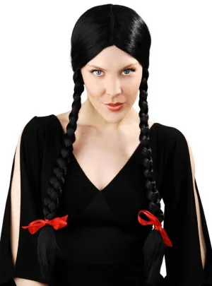 Wednesday Addams Black Plaited Womens Costume Wig