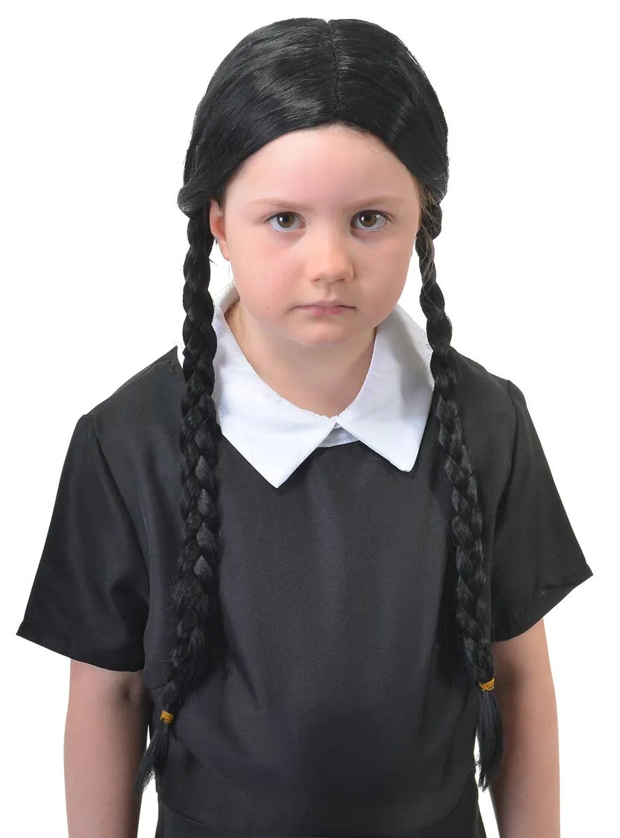 Wednesday Addams Girls Plaited Halloween Costume Wig