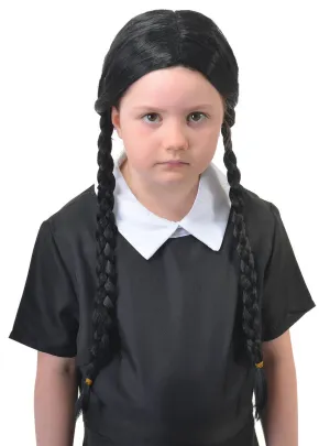 Wednesday Addams Girls Plaited Halloween Costume Wig