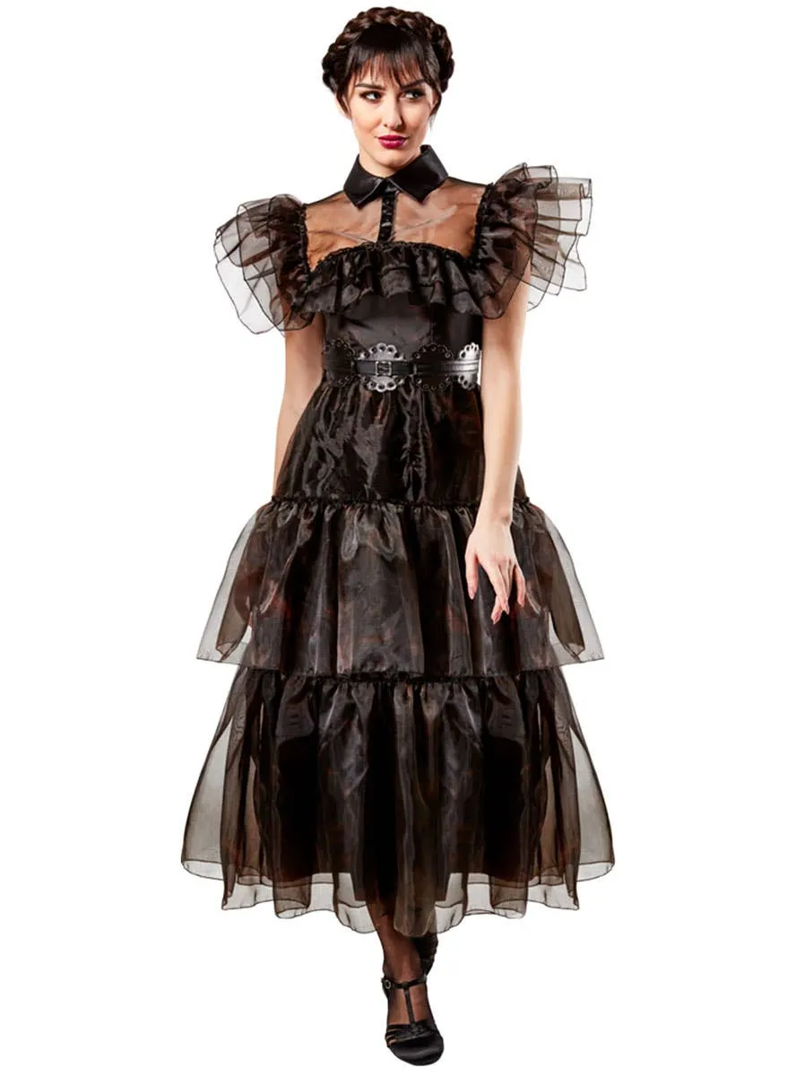Wednesday Addams Womens Black Party Dress Costume