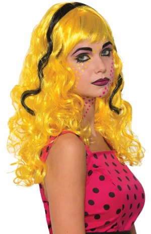 Wendy Wow Yellow and Black Womens Pop Art Costume Wig