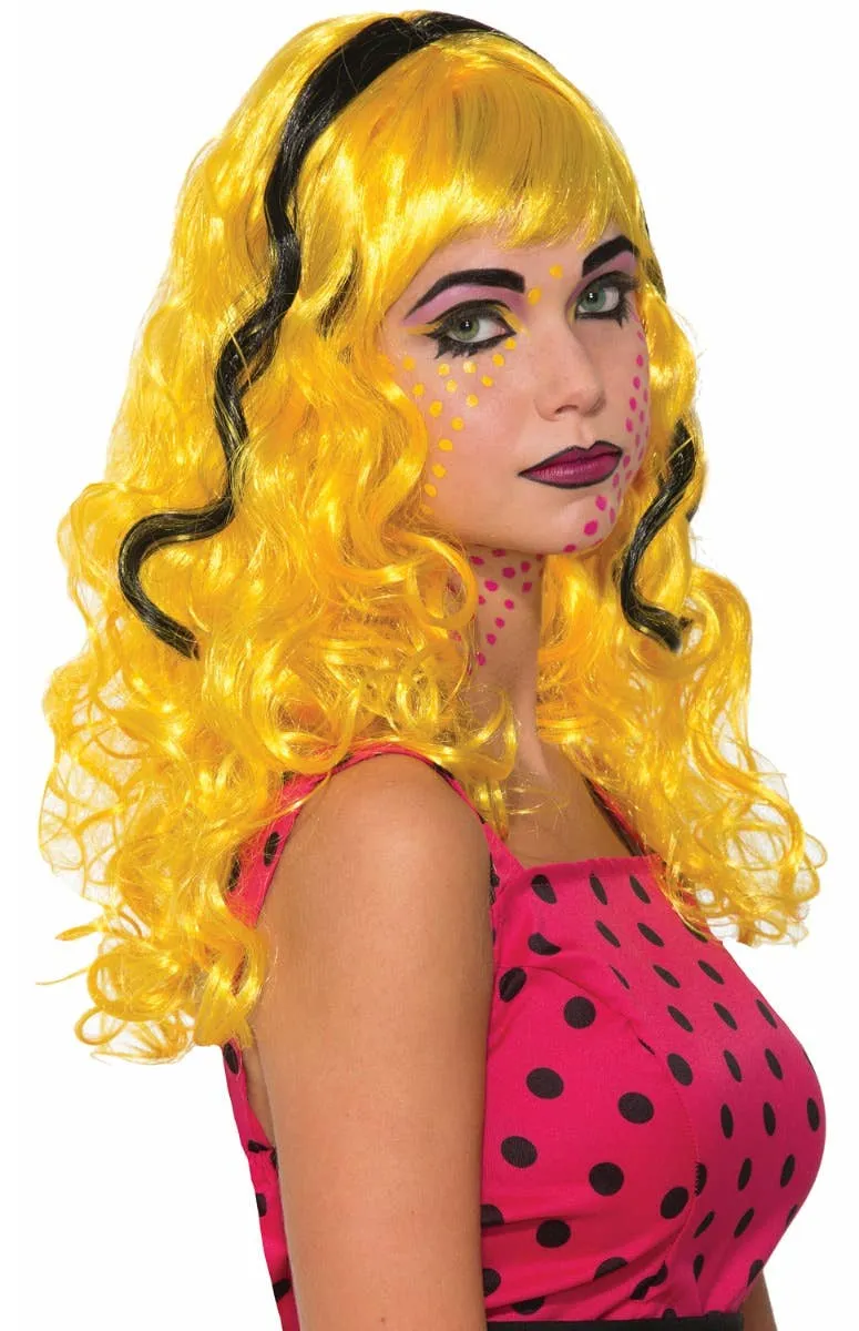 Wendy Wow Yellow and Black Womens Pop Art Costume Wig