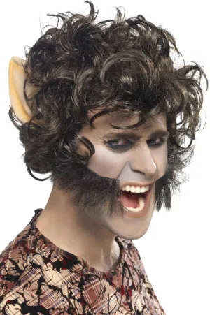 Werewolf Adults Curly Costume Wig with Ears